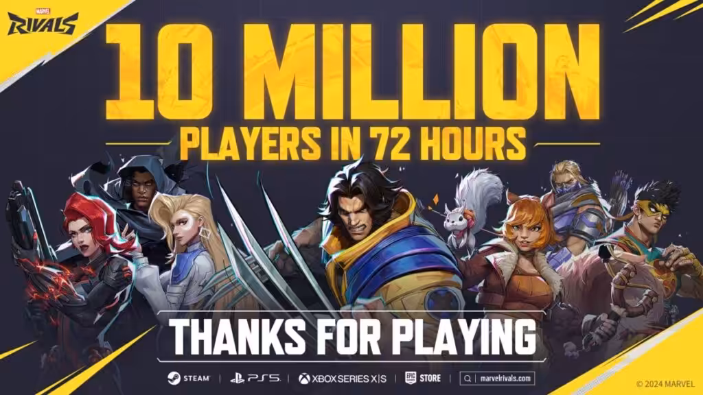 Jumlah Player Marvel Rivals Mencapai 10 Juta Pemain dalam Waktu Singkat 3 Player Marvel Rivals