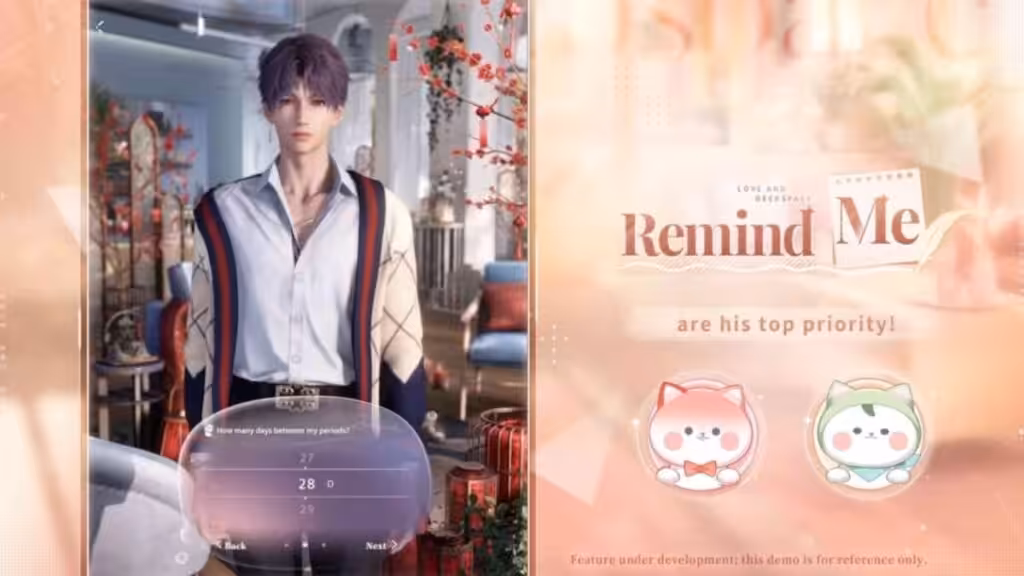 fitur period tracker love and deepspace