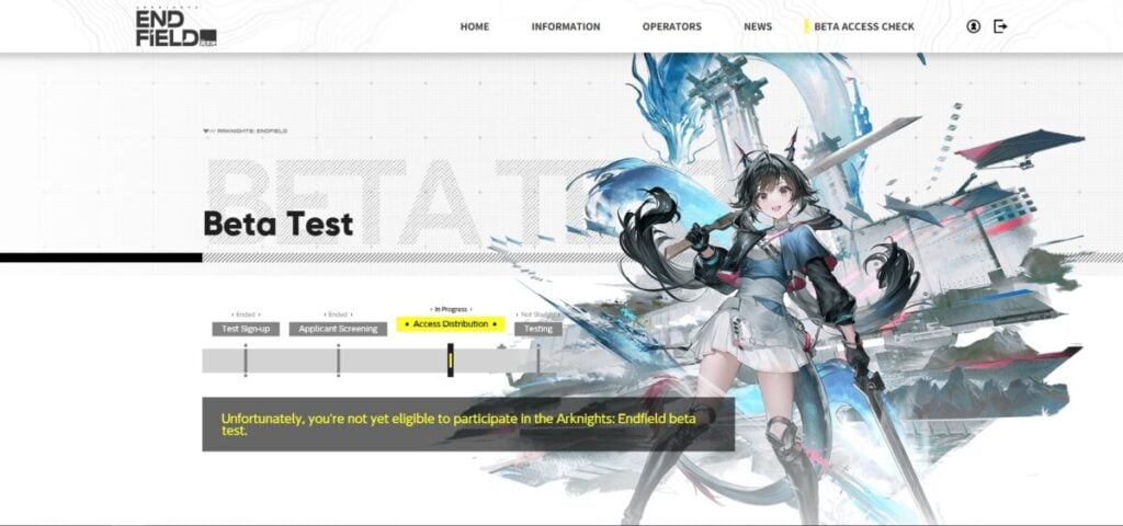 Arknights Endfield Beta Test Not Eligible