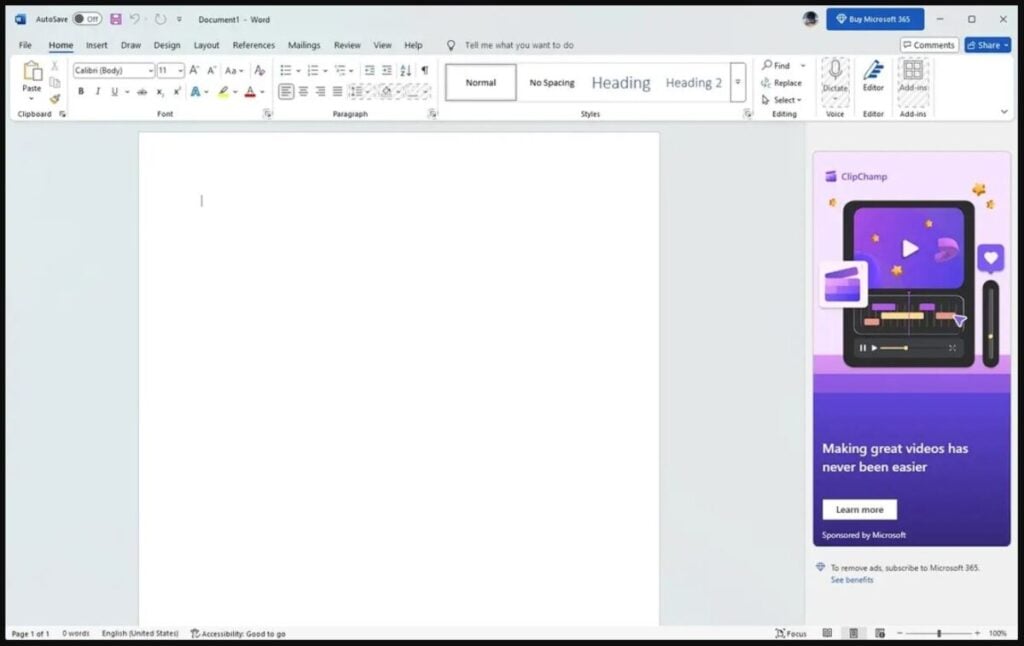 Tampilan Microsoft Office Gratis 2025 Dengan Iklan