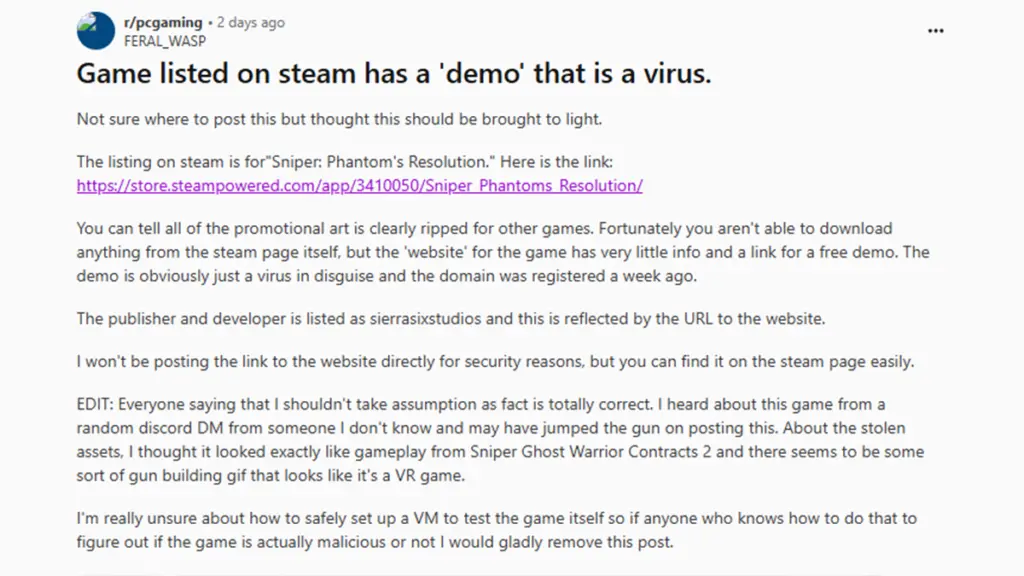Terjadi Lagi, Demo Game di Steam Diduga Selipkan Virus 2 Pengguna Steam Temukan Game Bervirus