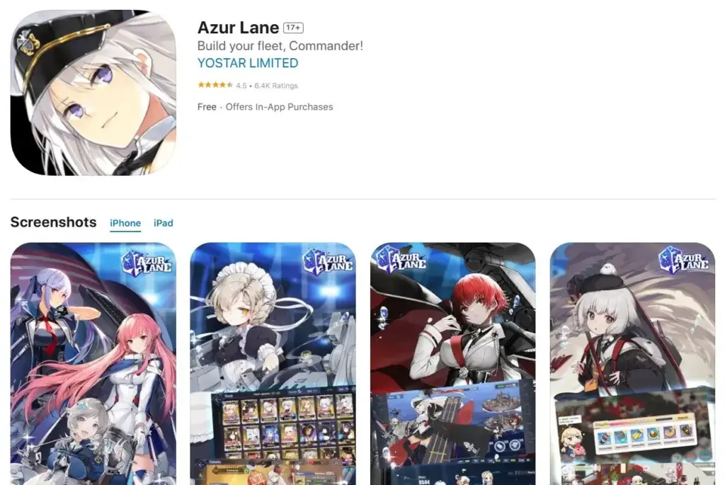 Rating Umur Azur Lane di App Store Tiba-tiba Berubah Menjadi 17+ 3 Rating Azur Lane App Store