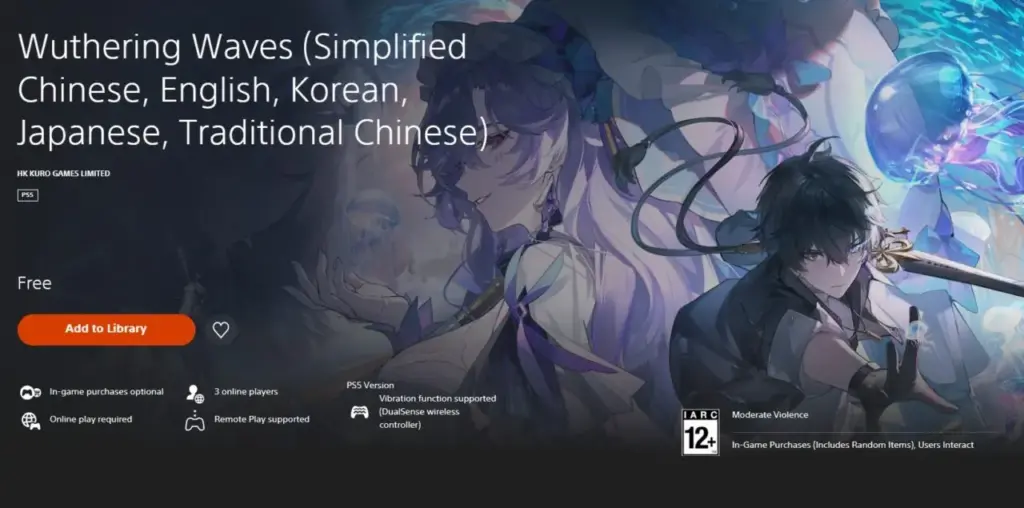Rating Umur Wuthering Waves Berubah Kembali Menjadi 12+ di Play Store dan PS 4 Rating Wuthering Waves