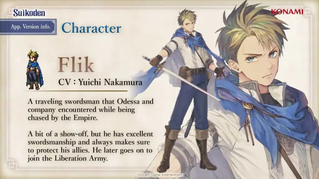 Daftar Karakter Suikoden Star Leap yang Sudah Diumumkan Konami Saat Ini 14 Suikoden Star Leap Flik