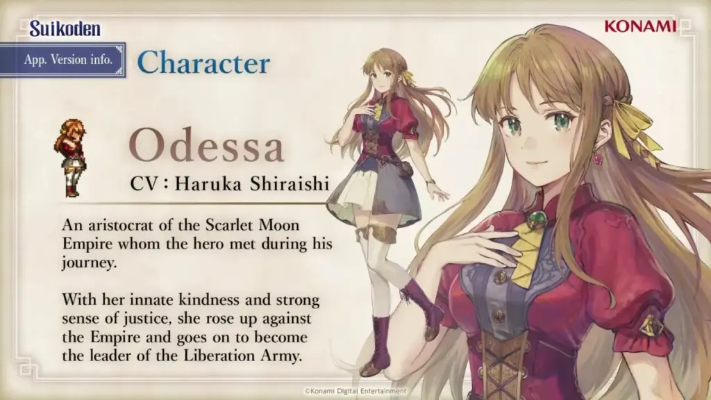 Daftar Karakter Suikoden Star Leap yang Sudah Diumumkan Konami Saat Ini 13 Suikoden Star Leap Odessa