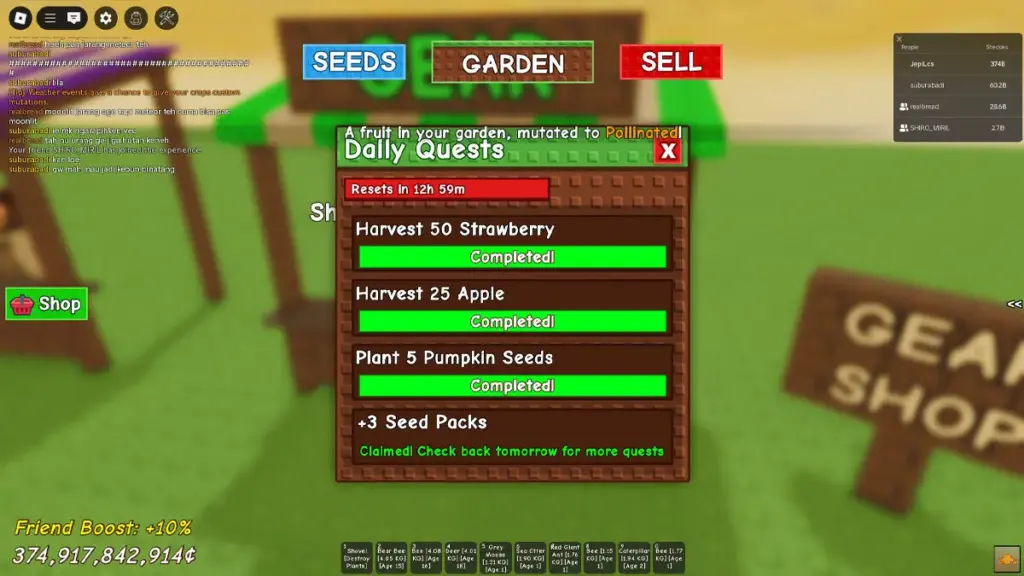 7 Tips Grow A Garden Roblox Untuk Pemula, Langsung Cepat Kaya! 3 Kerjakan Daily Quest