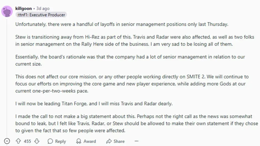 Hi-Rez Studios PHK Petinggi Studio, Ada Apa? 3 Konfirmasi Via Reddit
