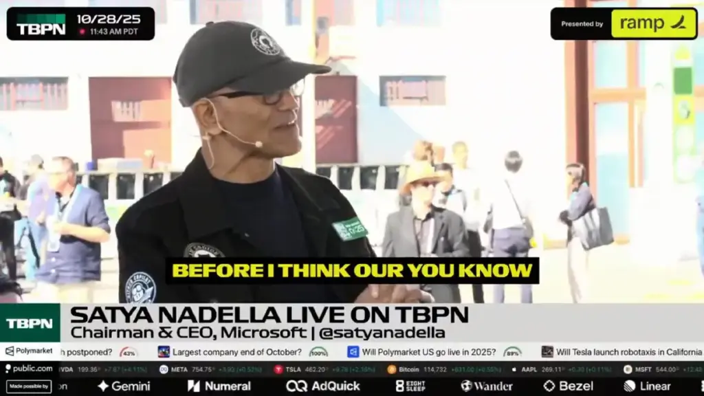 Satya Nadella memberikan pidato di TBPN