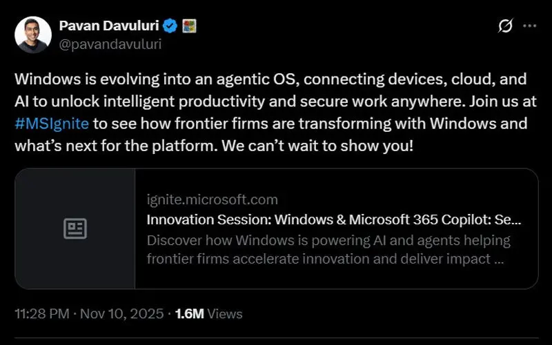 Agentic OS Windows 11 2025