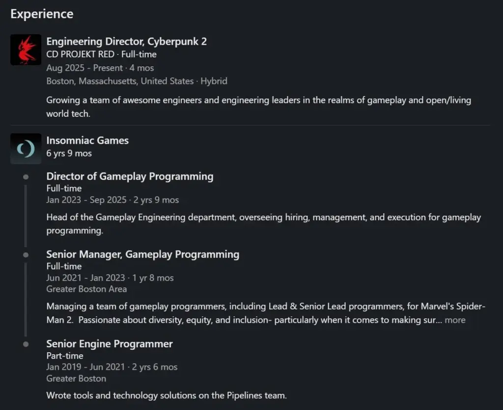 Programmer Insomniac Games Cyberpunk 2