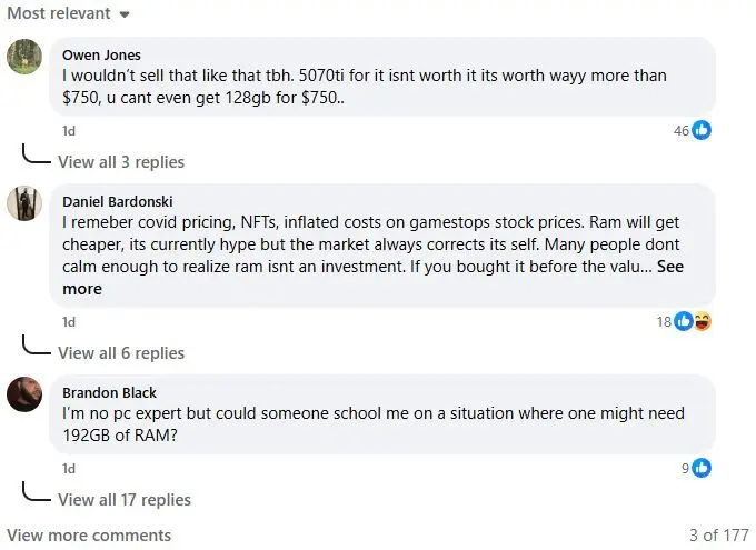 Komentar RTX 5070 Ti dengan RAM 192GB