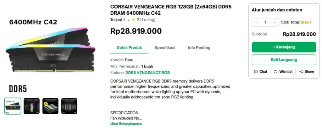 RAM Corsair 2x64GB DDR5