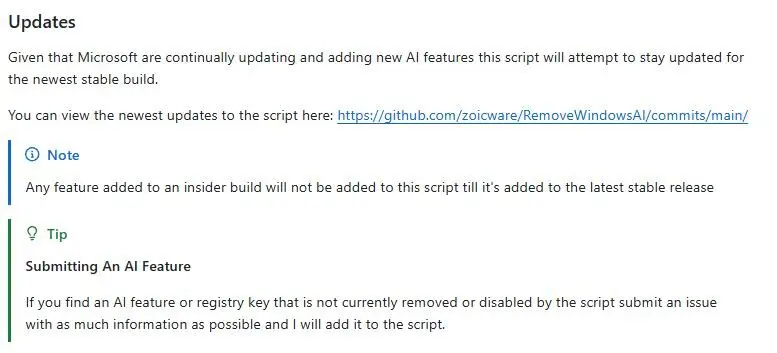 Muak dengan AI di Windows 11? Skrip RemoveWindowsAI Ini Bisa Membasminya 4 Zoicware Disclaimer RemoveWindowsAI 2025