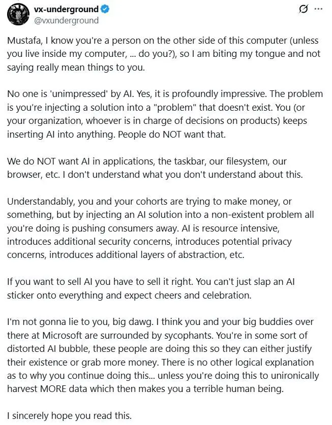 vx underground Membalas Mustafa Suleyman 2025