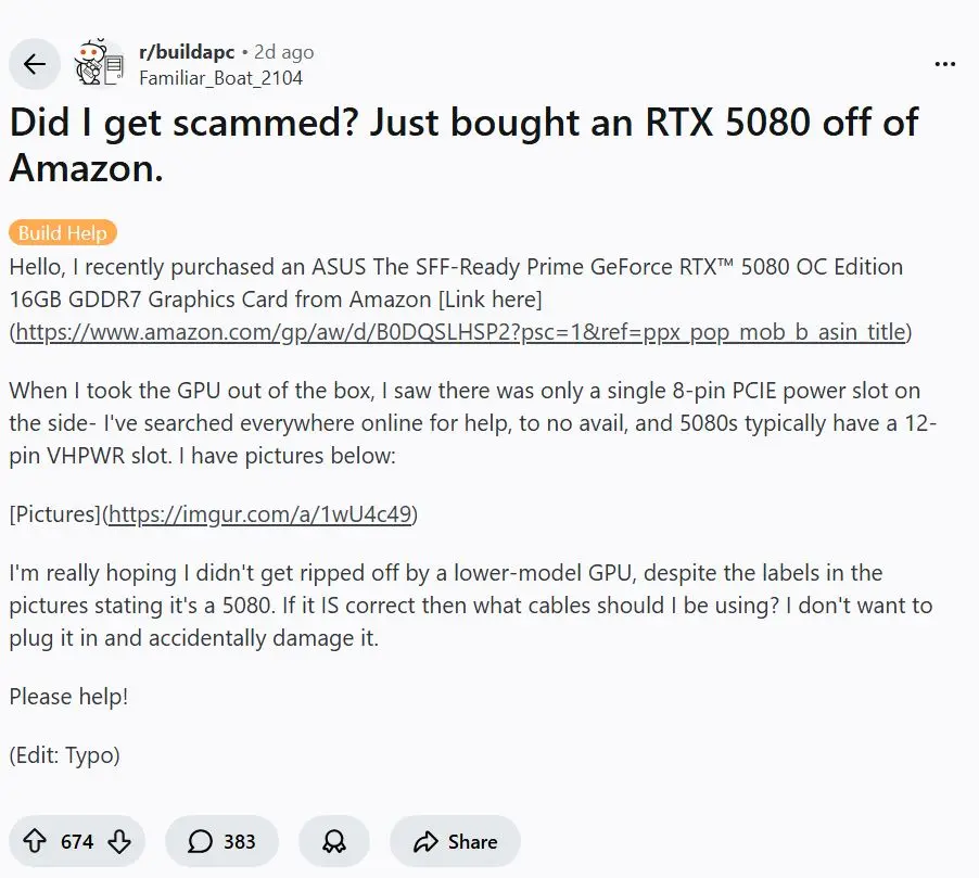 Beli RTX 5080 di Amazon 2026