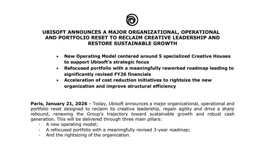 Ubisoft Umumkan Perombakan Besar Perusahaan, Berpusat di "Creative House"? 2 Pengumuman Dari Ubisoft