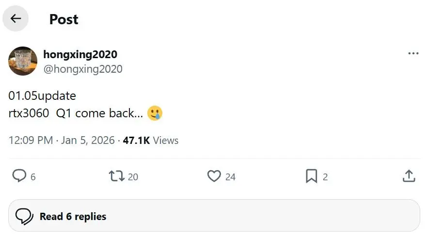 hongxin2020 RTX 3060 2026