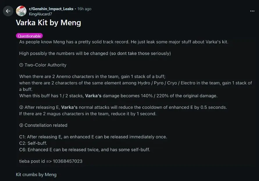 leak kit varka genshin impact