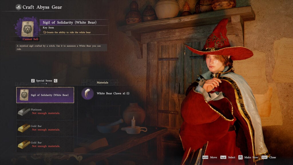 Craft Abyss Gear White Bear Crimson Desert Witch Elowen