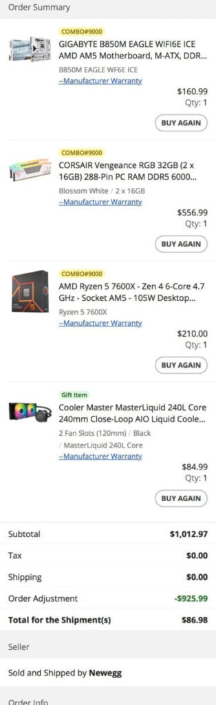 Kelewat Hoki, Orang Ini Beli Bundle Ryzen 7000 Hanya dengan Modal 1 Jutaan Rupiah! 3 Daftar Harga Komponen Newegg Ryzen 7000