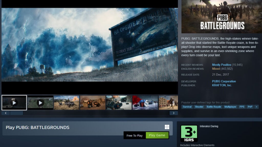 PUBG dapat standing 3 tahun