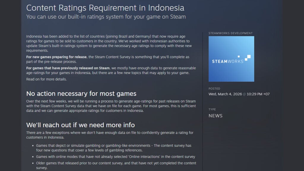 Pengumuman pada bulan Maret 2026