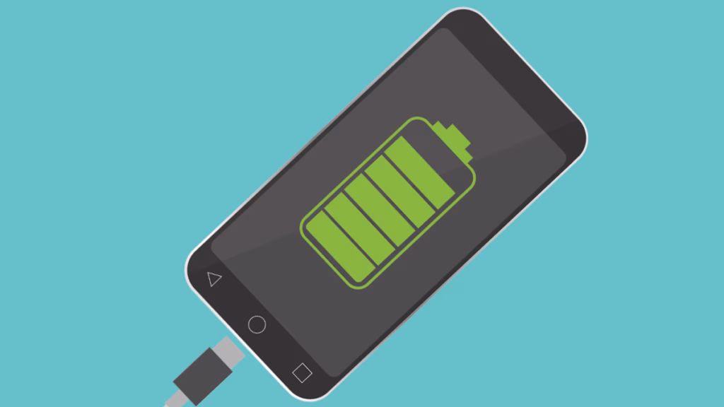 mobile phone with battery charge icon