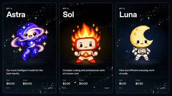 OpenAI Tantang Claude, Hadirkan GPT-6 Sol dan Luna 3 Gpt Sol Luna Astra 2026