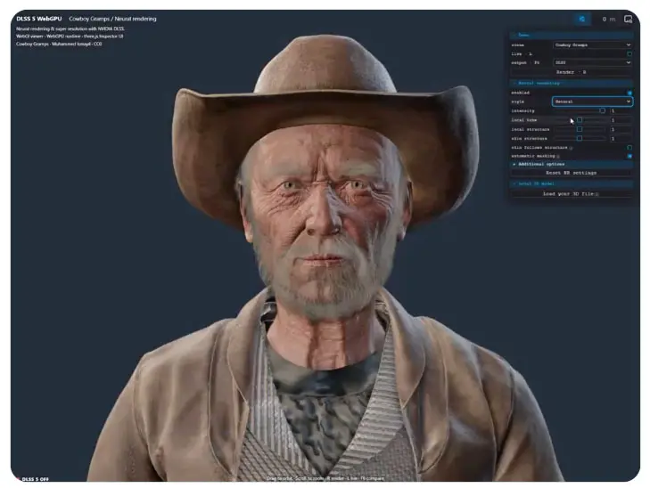 Berbasis WebGPU, Modder Tampilkan Demo NVIDIA DLSS 5 di Browser 4 Tampilan Muka Model 3d Dengan Dlss 5